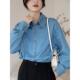 实拍蓝色牛仔衬衫 别致上衣内搭复古港味衬衣 女秋款