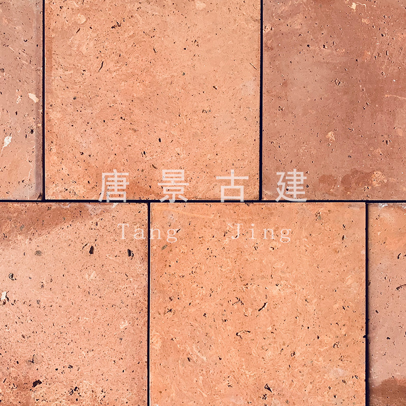 红色地砖手工红阶砖仿古庭院铺地砖中式方砖古建筑花园红地砖切边图片