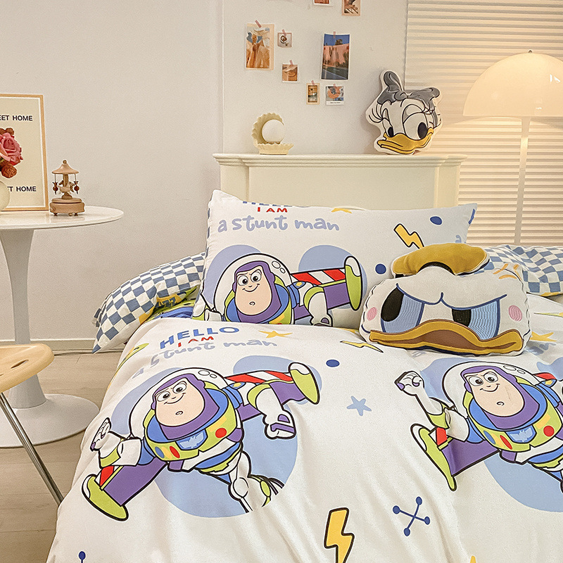 新款 全纯床单式春夏季被套宿舍床上三件套棉卡通动漫绗缝四件套