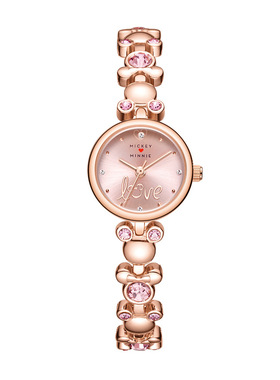 Disney/迪士尼时尚手链表链手表女休闲石英白色玫瑰金国产腕表