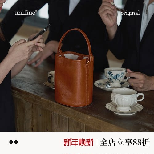 植鞣头层牛皮水桶包no.6380