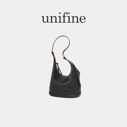 unifine川行头层牛皮水桶包小众高级感通勤斜挎包女休闲单肩包包