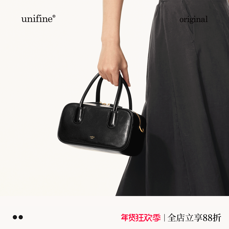 unifine新款波士顿包斜挎包手提拎包枕头包法棍包真皮黑色包包女,箱包皮具/热销女包/男包,通用款女包,淘宝优惠券,粉丝福利购,淘宝优惠卷