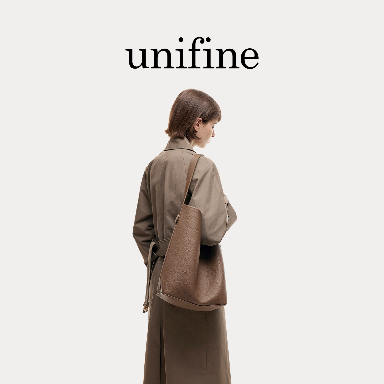 unifine头层牛皮通勤包包托特包女大容量女包真皮单肩包大水桶包
