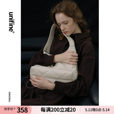 unifine春季包包可颂托特包女大容量简约轻便菱格小众原创设计