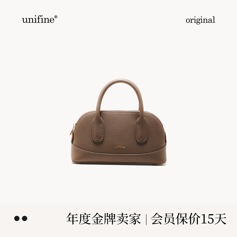 真皮通勤保龄球包女手提拎包