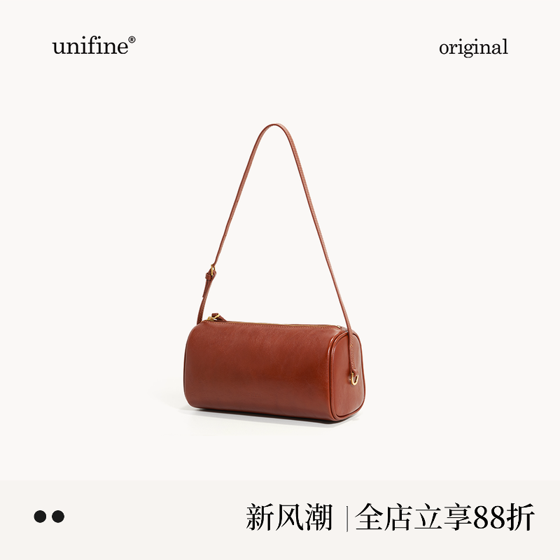 植鞣牛皮圆筒包高级小众女包