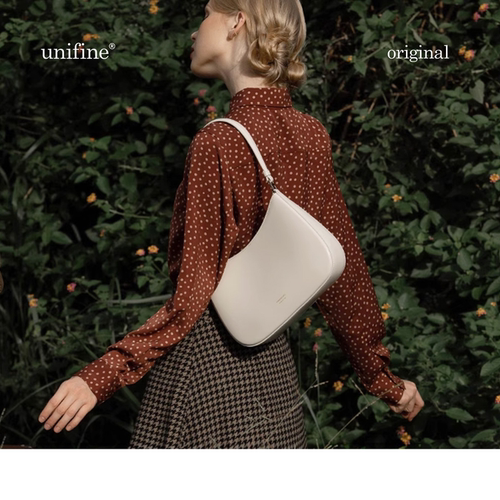 unifine新款法式腋下包女小众设计高级质感单肩包通勤白色包包
