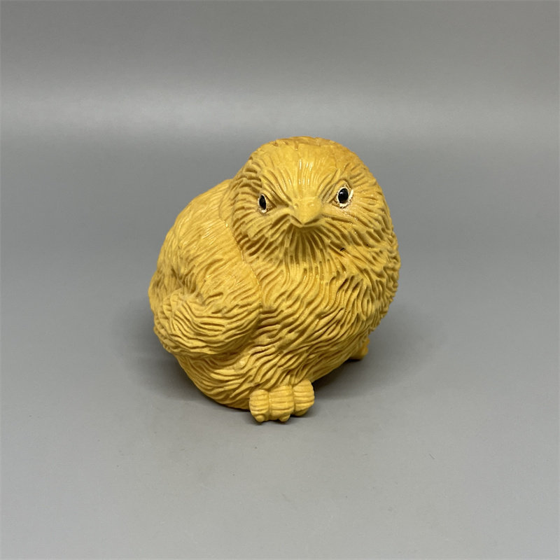 黄杨木小鸡仔摆件整料雕刻工艺品