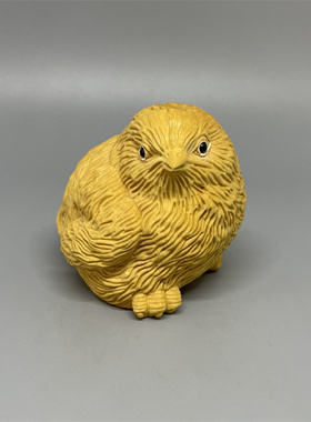 黄杨木小鸡仔摆件整料雕刻工艺品