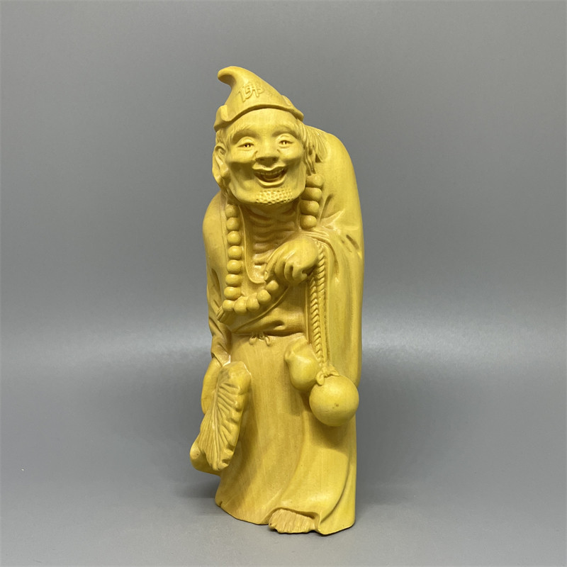 黄杨木雕济公佛像雕像摆件醉酒活佛手把件男士盘玩收藏木质工艺品