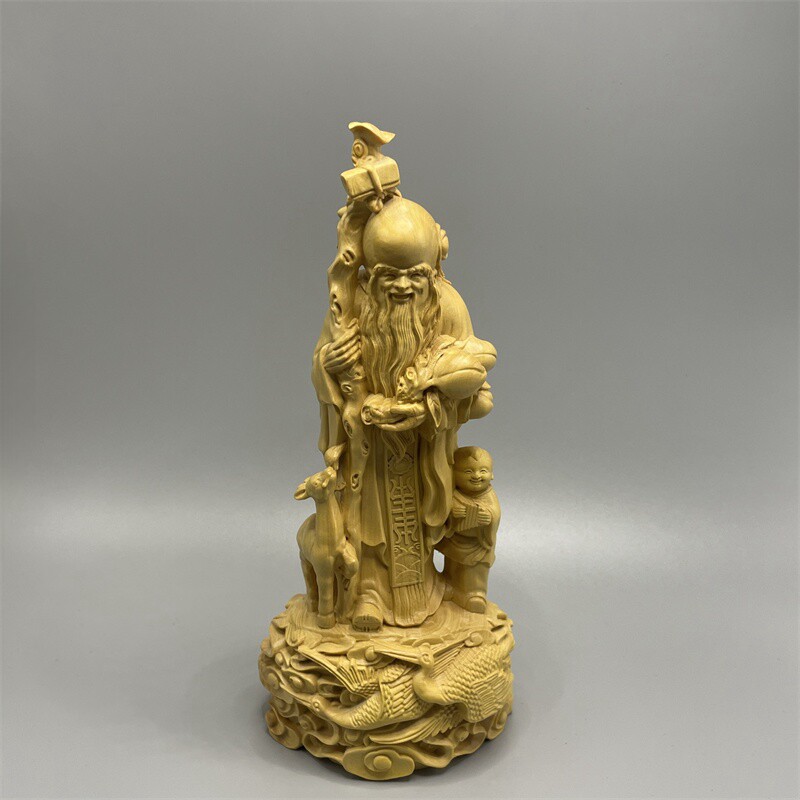 小叶黄杨木寿星公摆件工艺品实木