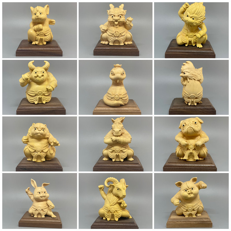 国潮国风功夫十二生肖摆件工艺品