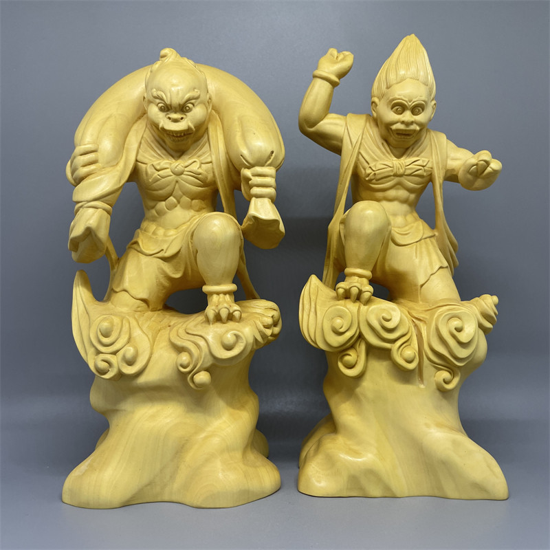 黄杨木雕刻风神火神人物神像摆件家居客厅玄关家用摆放供奉工艺品