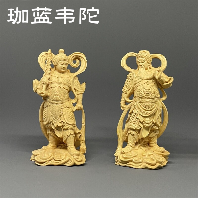 珈蓝韦陀菩萨护法黄杨木/桧木雕