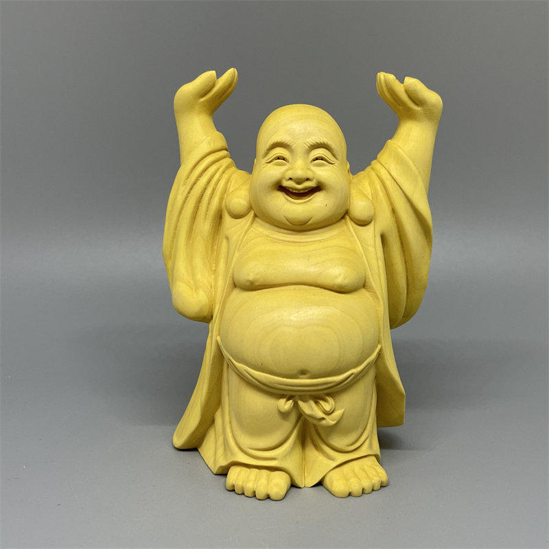 拓天弥勒佛黄杨木实木摆件工艺品