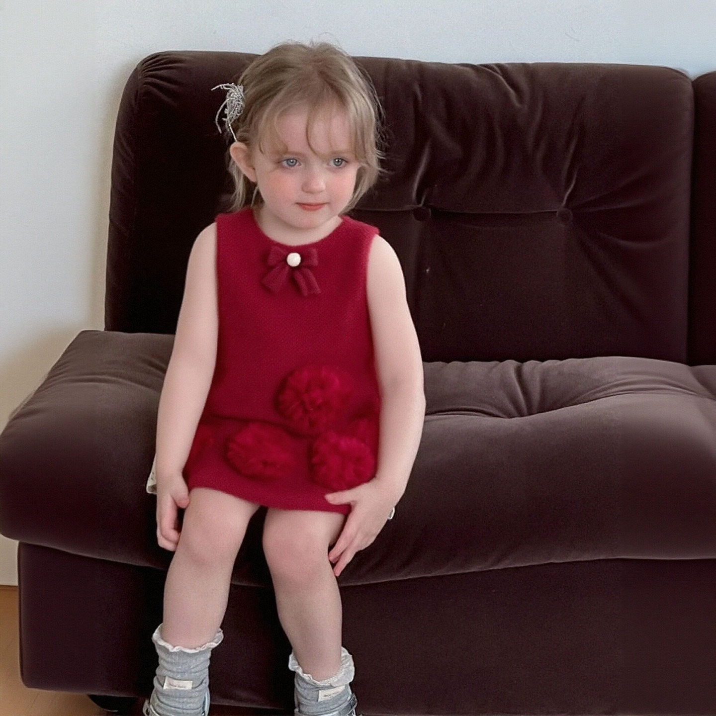 2026婴童宝宝背心裙子红色拜年服小童无袖A字裙女童连衣裙秋冬季