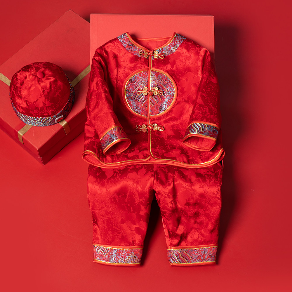 晨舞 男宝宝周岁礼服抓周服百天宴婴幼儿童拜新年服中式国风唐装