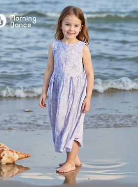 MorningDance晨舞女童苎麻连衣裙儿童背心长裙出游公主夏季文艺风