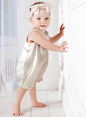 MorningDance晨舞女宝宝包屁衣婴幼儿童连体衣100%桑蚕丝背心薄夏