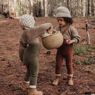 INS婴儿宝宝举重裤男女童加厚高腰背带泰迪绒连袜打底裤瑞典北欧