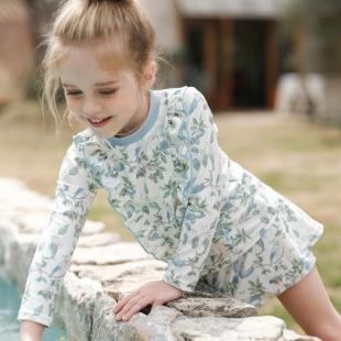 花边女童分体泳衣可爱防晒 时尚 原创印花泳衣套装 2026北欧儿童泳装