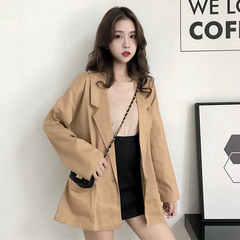 Real shot Korean style versatile, loose and thin solid color suit coat