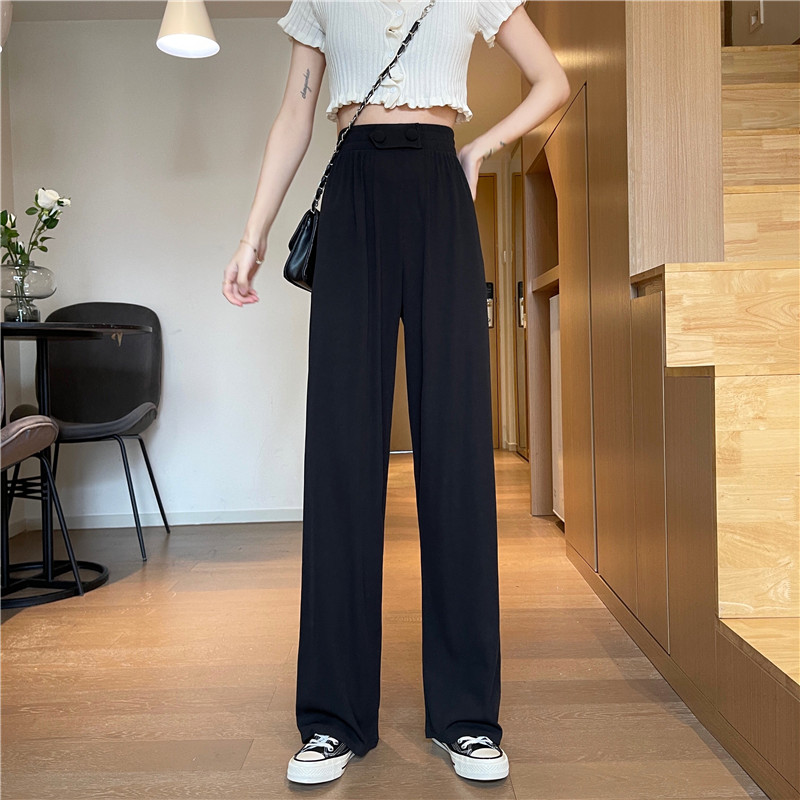 Real shot real price Korean version high waist droop feeling show thin leisure wide leg pants female