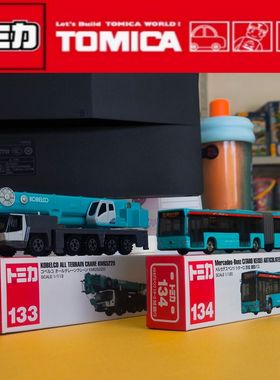 TOMY多美卡合金车模长款133号奔驰巴士神钢吊车双节公交车玩具