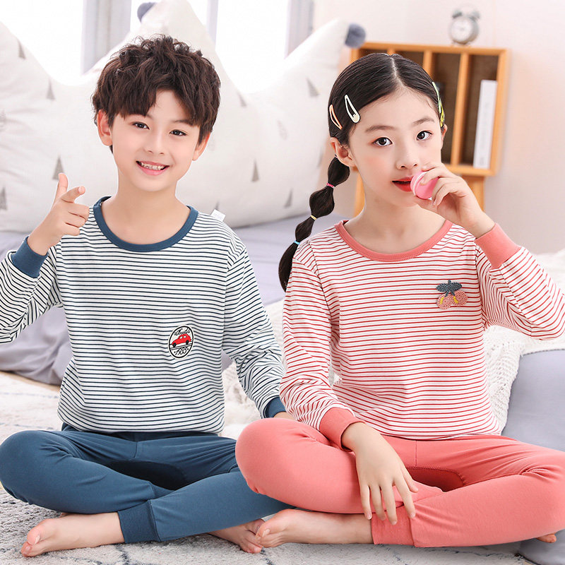 男女中大童贴身睡衣儿童纯棉内衣套装小孩精梳棉高领棉毛衫棉毛裤