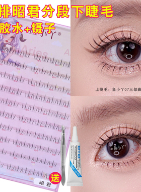 鱼小丫10排昭君懒人下睫毛假睫毛女自然仿真单簇分段式日常新娘妆