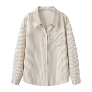 女超好看独特小衫 休闲港风上衣 学院风条纹衬衫 C423新款
