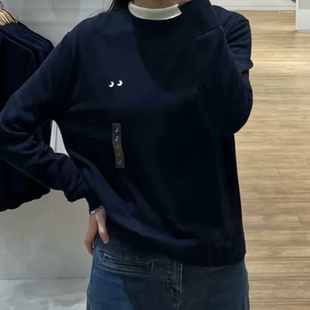 B833试衣间春新款大眼睛刺绣圆领针织衫长袖毛衣男女