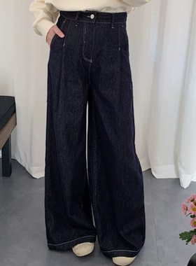 A504高个子春夏款高腰显瘦阔腿直筒牛仔裤长裤女