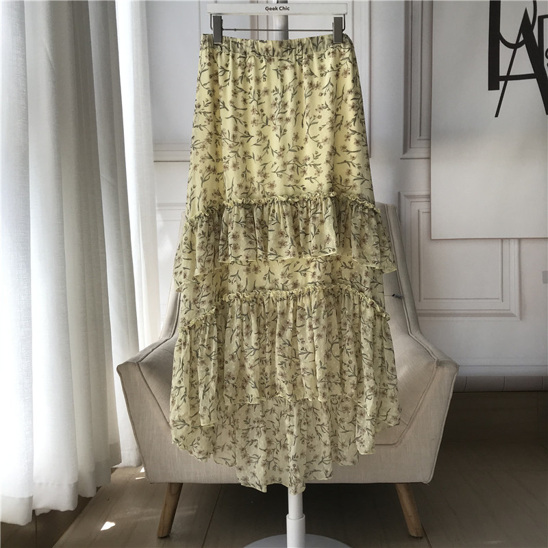 H Jinqiu Family Women's wear skirt longuette Chiffon printing Mid length version skirt Cake skirt E353in the Women's clothing/Boutique , Skirts  category - from Buy2taobao.com to provide professional Taobao agent buy service