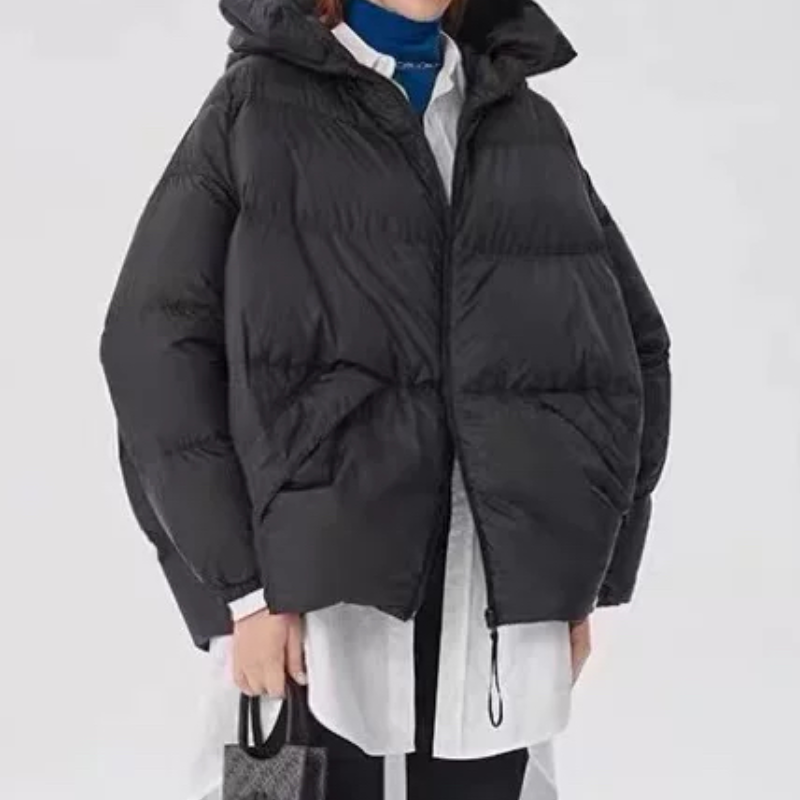 C562冬季新款保暖白鹅绒连帽面包羽绒服外套女