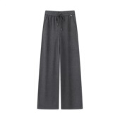 垂感有厚度 通勤窄版 阔腿毛呢裤 D354艾 松紧显瘦百搭直筒休闲裤