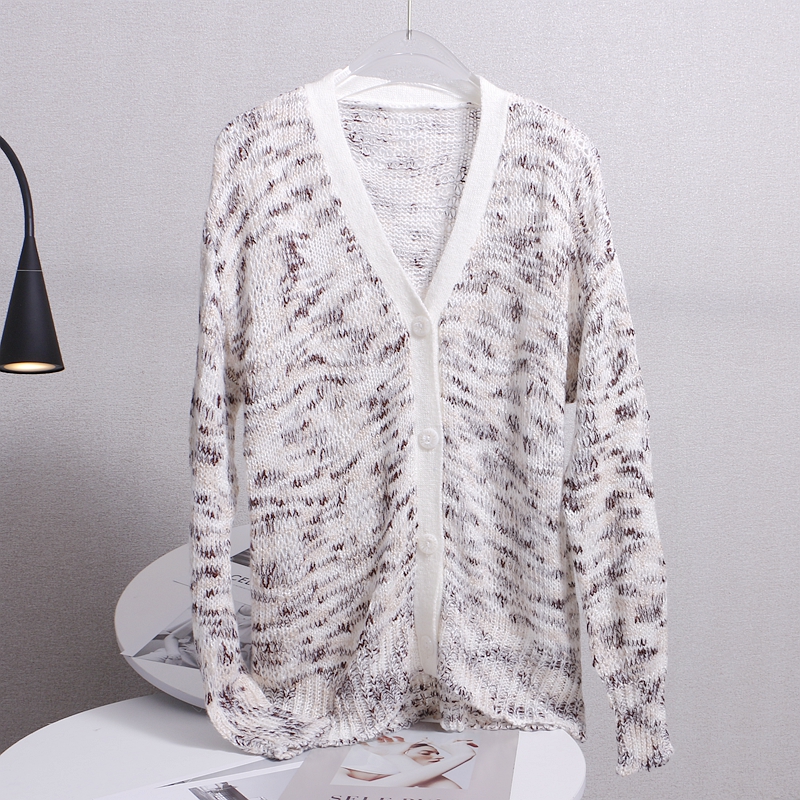 设计感杂色毛衣女韩国复古百搭毛线针织衫开衫外套 b322