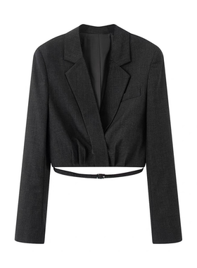 A923新时尚百搭宽松短款高腰显瘦西装女夹克外套