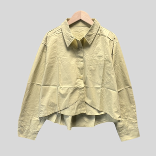 孤品果绿色拼接衬衫