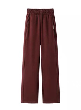 A213秋冬款时尚百搭松紧腰加绒休闲垂感显瘦直筒阔腿裤