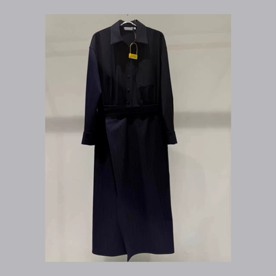 A954 高货条纹围裹式假两件設計感衬衫连体裙职场裙子1G2992941