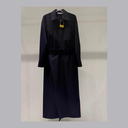 A954 高货条纹围裹式假两件設計感衬衫连体裙职场裙子1G2992941