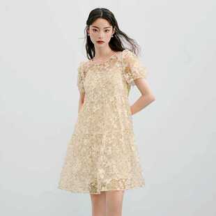 C634夏季 碎花荷叶边娃娃a字裙 纯色吊带裙百搭 两件套女 时尚