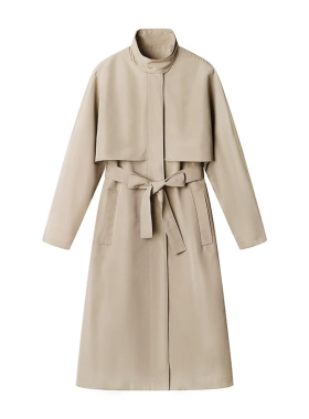 D023春季新款通勤卡其色风衣女商务通勤高端中长款收腰外套女