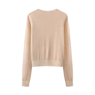 时尚 女 B423 新款 长袖 针织开衫 薄款 春夏季 百搭圆领短款