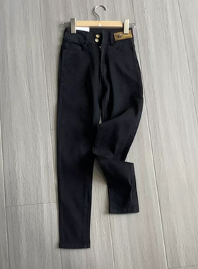 B353窄版弹力牛仔裤小个子女装修身小脚高弹力牛仔裤女1573