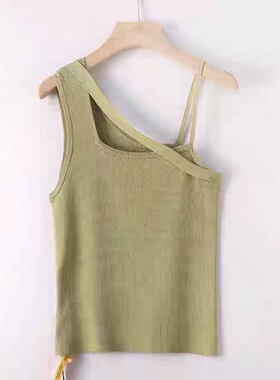 B802 斜肩带小众设计感吊带背心女夏外穿内搭打底无袖针织上衣