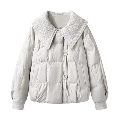 D104娃娃领甜美减龄宽松百搭宽松大码小个子休闲保暖羽绒服外套