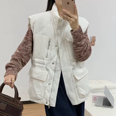 外穿百搭立领显瘦工装 B542新款 纯色羽绒马甲女休闲大码 马甲